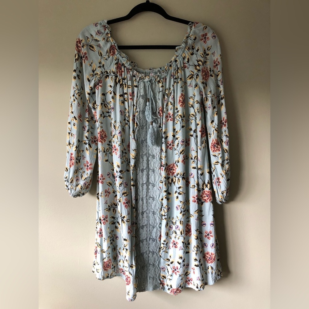 Xhilaration | Mint Floral Dress with Tassels